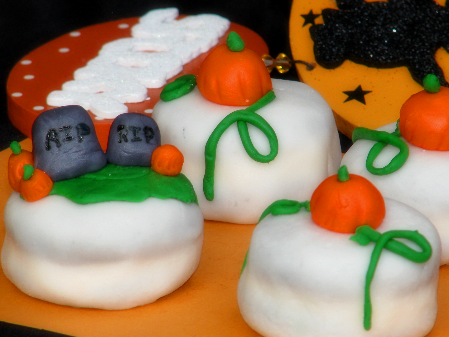 Halloween Petit Fours and Homemade Marshmallow Fondant