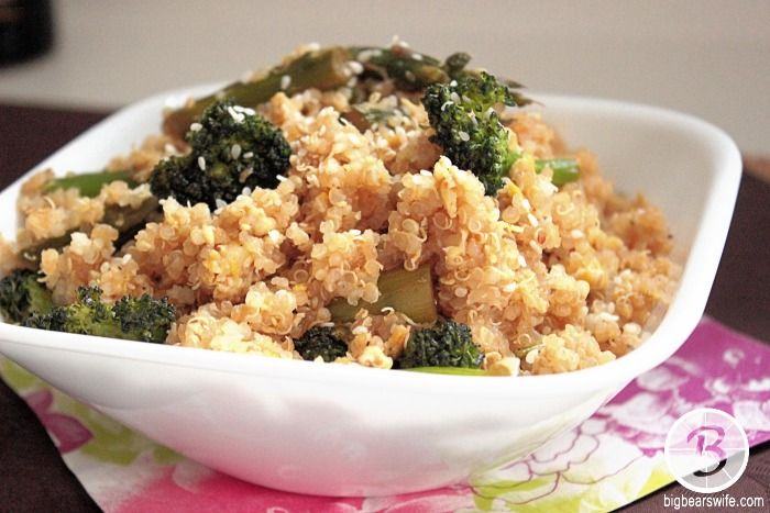 Broccoli and Asparagus Fried Quinoa