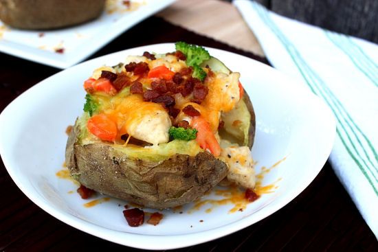 Loaded Chicken & Steak Stuffed Potatoes