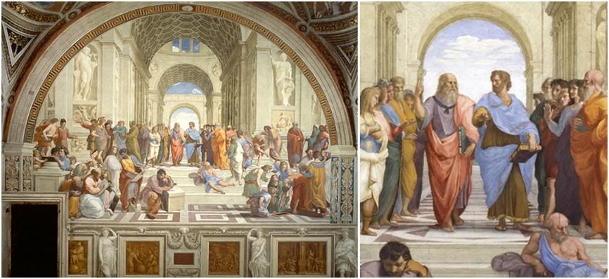 Also seen in the School of Athens, Perugino and Raphael .