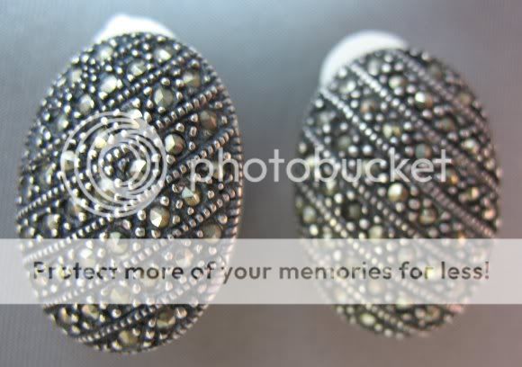 Sterling Silver 925 Oval Marcasite Clip On Earrings  